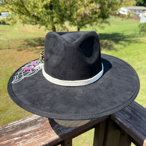 Hand Painted Spiderweb Suede Fedora Hat